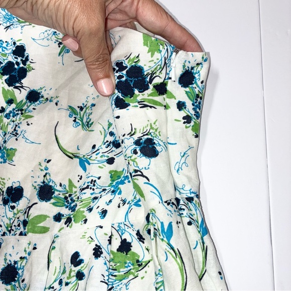 Free People All Mine White Blue Floral Print One Shoulder Mini Dress Large - Picture 7 of 10